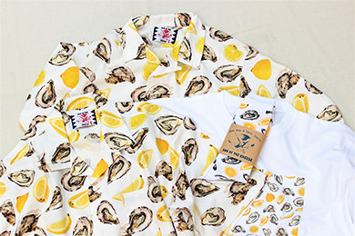 広島の名産「牡蠣」と「レモン」があしらわれた伝説のシャツ。牡蠣食う研メンバーのオフィシャルシャツでもあります」 牡蠣食う研 x Son of the Cheese（サノバチーズ）